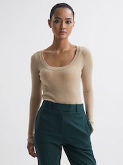 Reiss Neutral Sian Knitted Fitted Top - Image 1 of 4