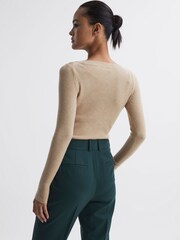 Reiss Neutral Sian Knitted Fitted Top - Image 4 of 4