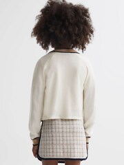 Reiss Ivory Emili 4-9 yrs Wool Blend V-Neck Cardigan - Image 5 of 6