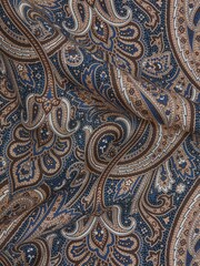 Reiss Airforce Blue/Oatmeal Pianosa Silk Paisley Pocket Square - Image 4 of 5