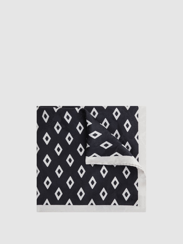 Reiss Midnight Filicudi Silk Diamond Pocket Square - Image 1 of 5