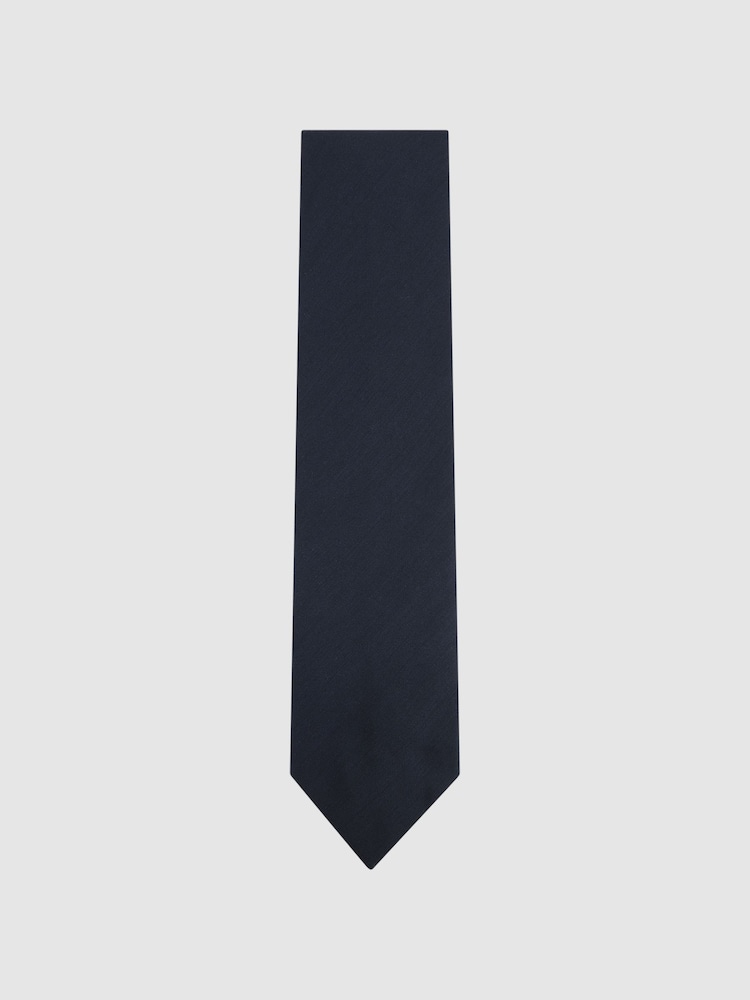 Reiss Navy Molat Twill Wool Tie - Image 1 of 5