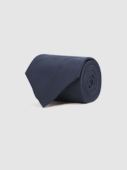 Reiss Navy Molat Twill Wool Tie - Image 3 of 5