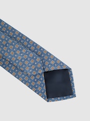 Reiss Airforce Blue Melange Venice Silk Medallion Tie - Image 4 of 5