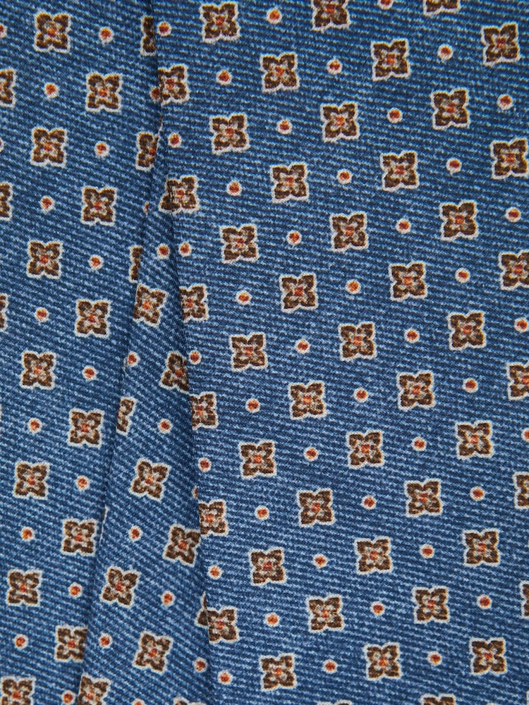 Reiss Airforce Blue Melange Venice Silk Medallion Tie - Image 5 of 5