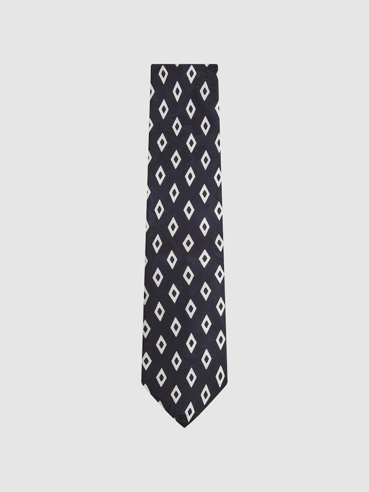 Reiss Midnight Burano Silk Diamond Tie - Image 1 of 5