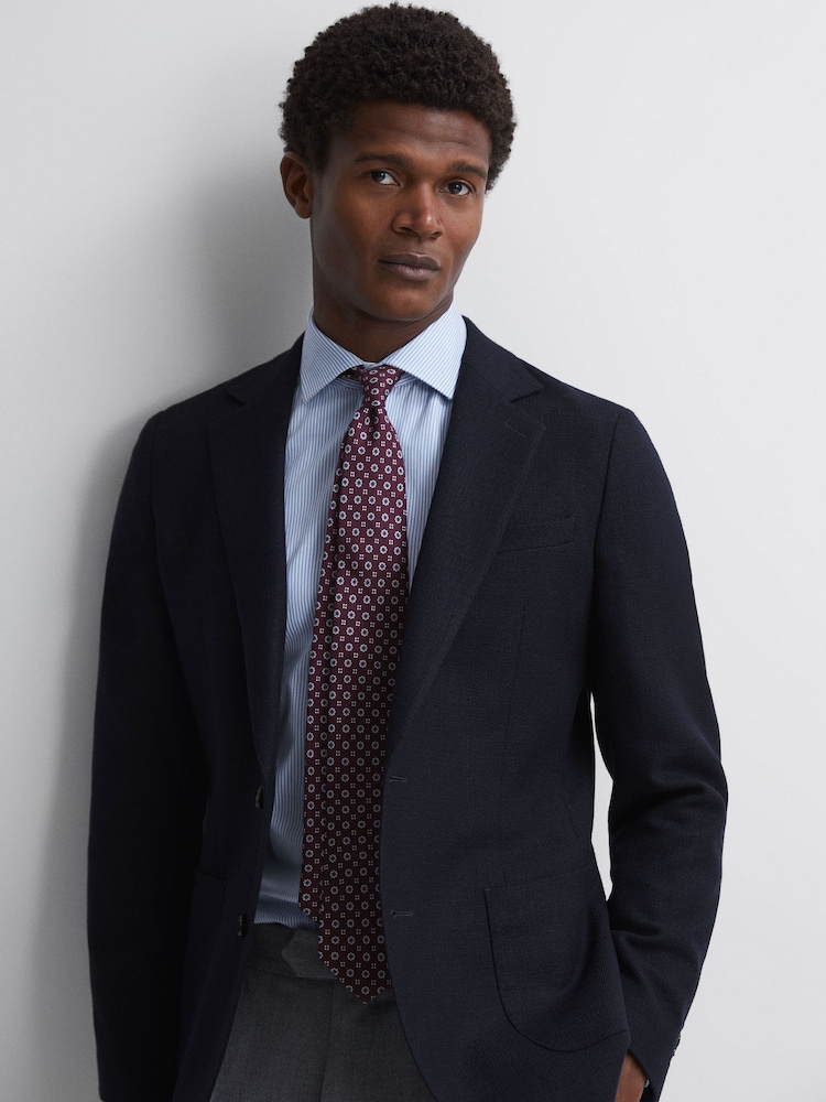 Reiss Bordeaux Budelli Silk Floral Medallion Tie - Image 2 of 5