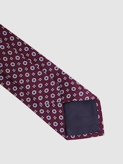 Reiss Bordeaux Budelli Silk Floral Medallion Tie - Image 4 of 5