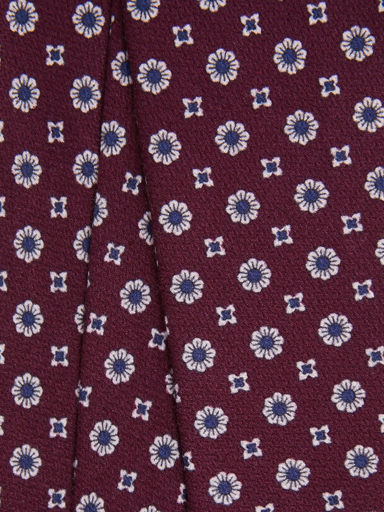 Reiss Bordeaux Budelli Silk Floral Medallion Tie - Image 5 of 5
