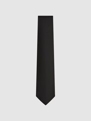 Reiss Black Ponza Silk Textured Tie - Image 1 of 5