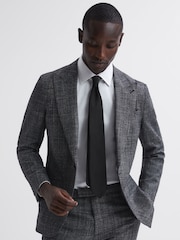 Reiss Black Ponza Silk Textured Tie - Image 2 of 5