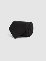 Reiss Black Ponza Silk Textured Tie - Image 3 of 5