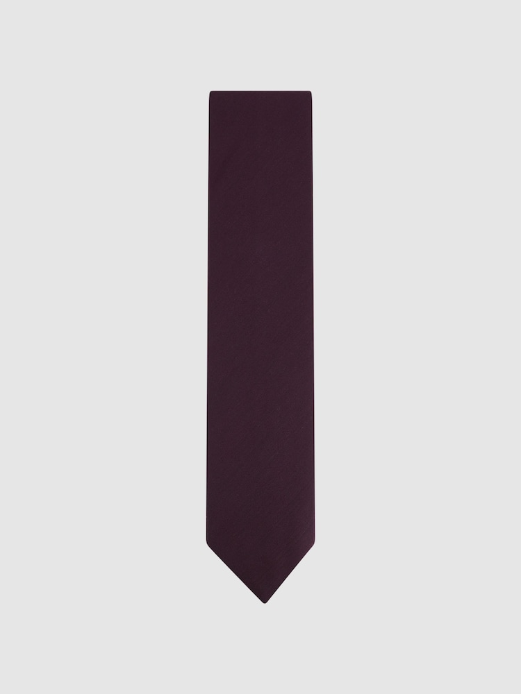 Reiss Dark Plum Molat Twill Wool Tie - Image 1 of 5