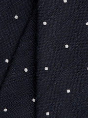 Reiss Navy Levanzo Silk Textured Polka Dot Tie - Image 5 of 5