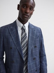 Reiss Navy Lagoon Silk Textured Stripe Tie - Image 2 of 5