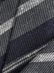 Reiss Navy Lagoon Silk Textured Stripe Tie - Image 5 of 5