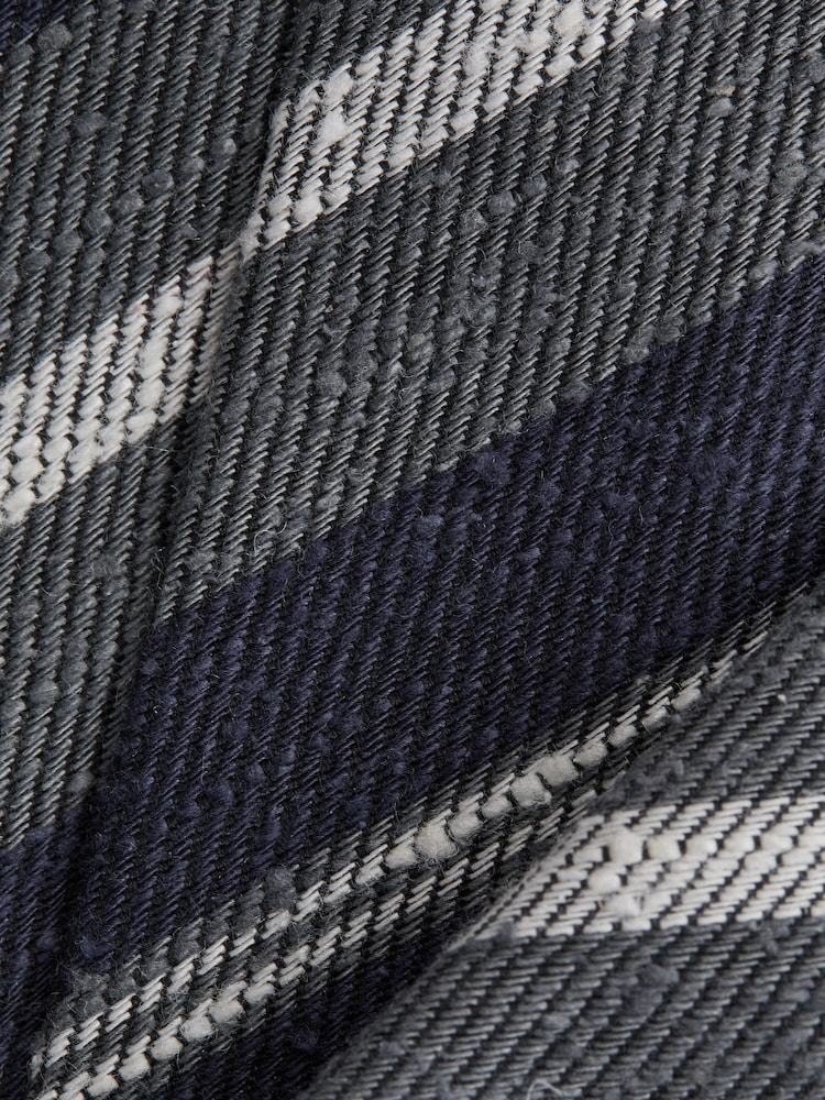 Reiss Navy Lagoon Silk Textured Stripe Tie - Image 5 of 5