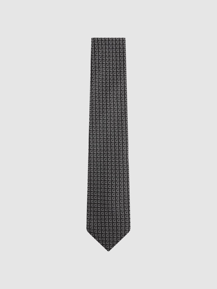 Reiss Charcoal Isola Silk Blend Square Tie - Image 1 of 5