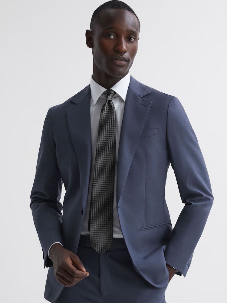 Reiss Charcoal Isola Silk Blend Square Tie - Image 2 of 5