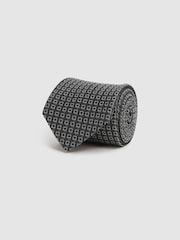 Reiss Charcoal Isola Silk Blend Square Tie - Image 3 of 5