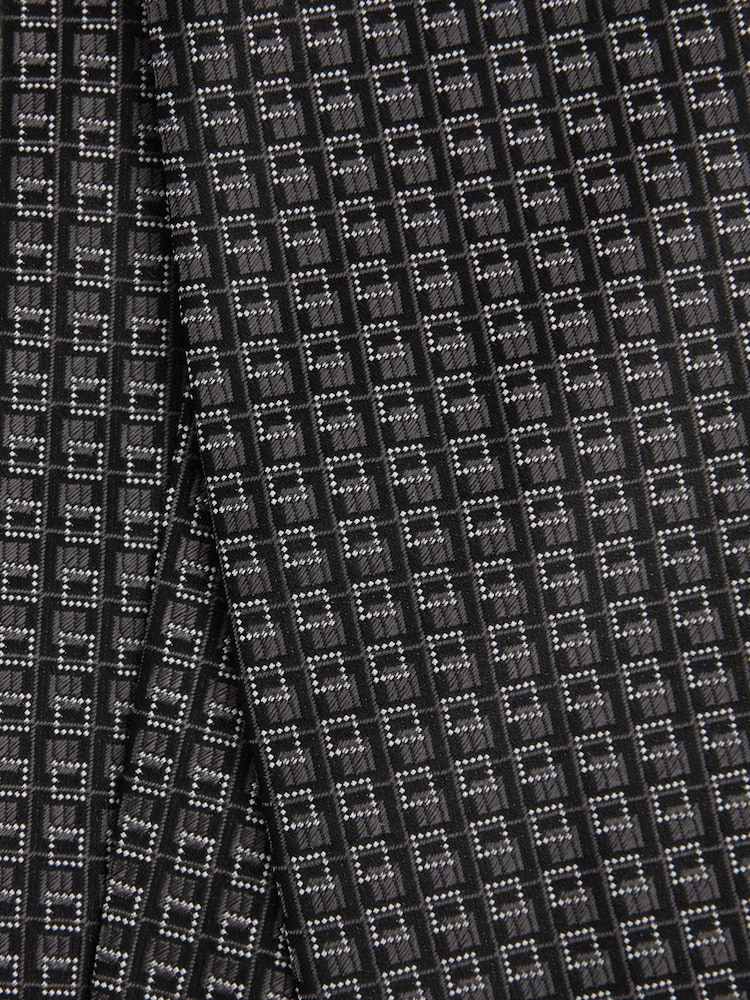 Reiss Charcoal Isola Silk Blend Square Tie - Image 5 of 5