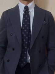 Reiss Navy Capraia Textured Silk Medallion Tie - Image 2 of 6
