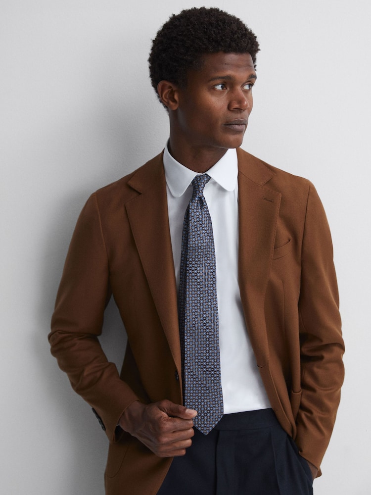 Reiss Chocolate Erasmo Silk Medallion Tie - Image 2 of 5
