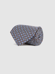 Reiss Chocolate Erasmo Silk Medallion Tie - Image 3 of 5