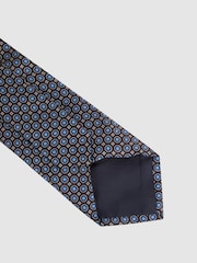Reiss Chocolate Erasmo Silk Medallion Tie - Image 4 of 5
