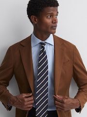 Reiss Navy Dino Wool-Cotton Striped Tie - Image 2 of 5