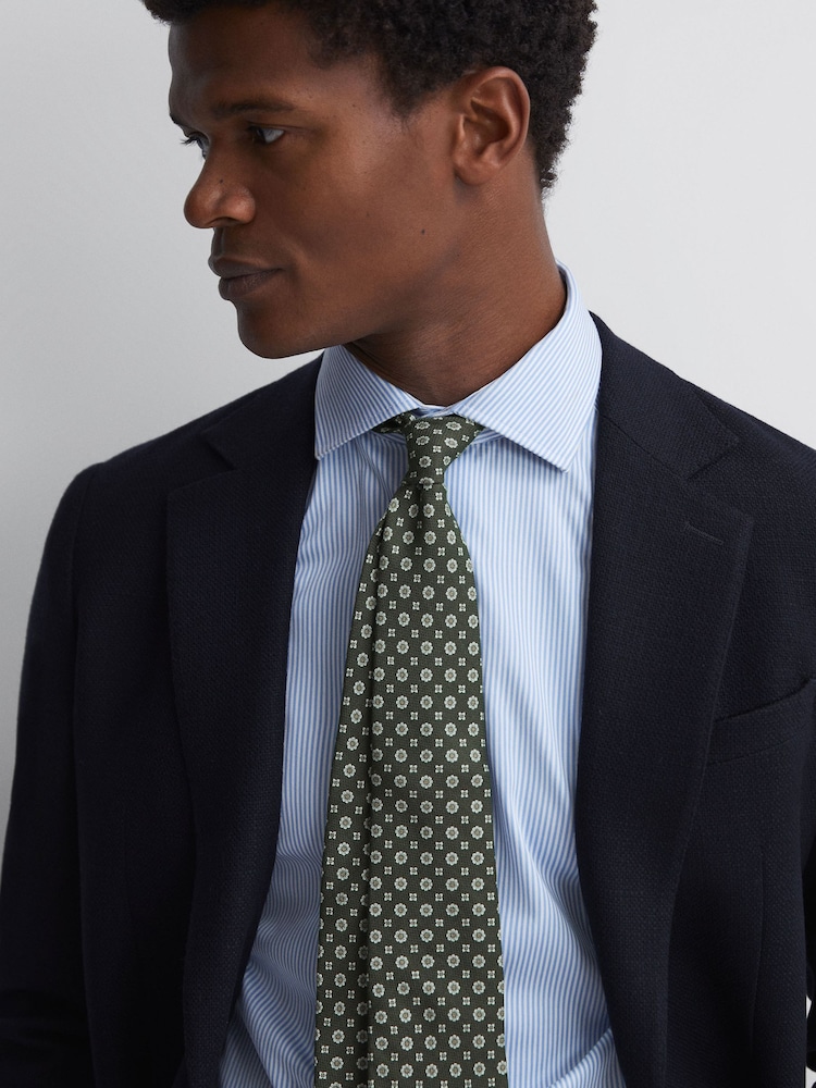 Reiss Olive Budelli Silk Floral Medallion Tie - Image 2 of 5