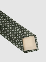 Reiss Olive Budelli Silk Floral Medallion Tie - Image 4 of 5