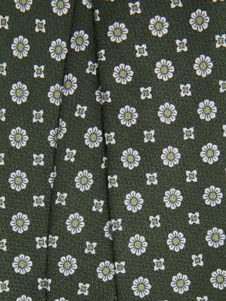 Reiss Olive Budelli Silk Floral Medallion Tie - Image 5 of 5