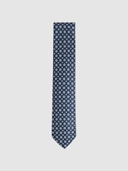 Reiss Airforce Blue Budelli Silk Floral Medallion Tie - Image 1 of 5