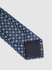 Reiss Airforce Blue Budelli Silk Floral Medallion Tie - Image 4 of 5