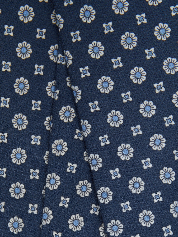 Reiss Airforce Blue Budelli Silk Floral Medallion Tie - Image 5 of 5