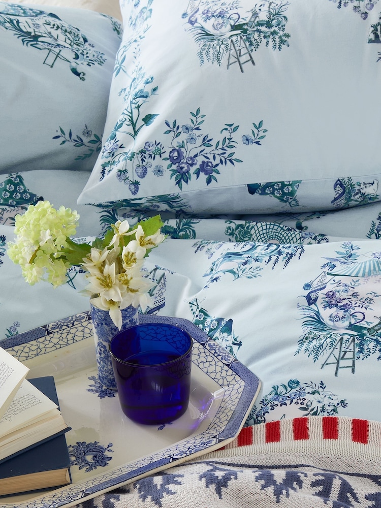 Cath Kidston Blue 30 Years Toile Duvet Cover and Pillowcase Set - Image 2 of 5