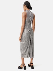 Jigsaw Grey Sequin High Neck Dress - Image 2 of 6