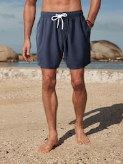 Navy Blue Plain Essential Swim Shorts - Image 3 of 12
