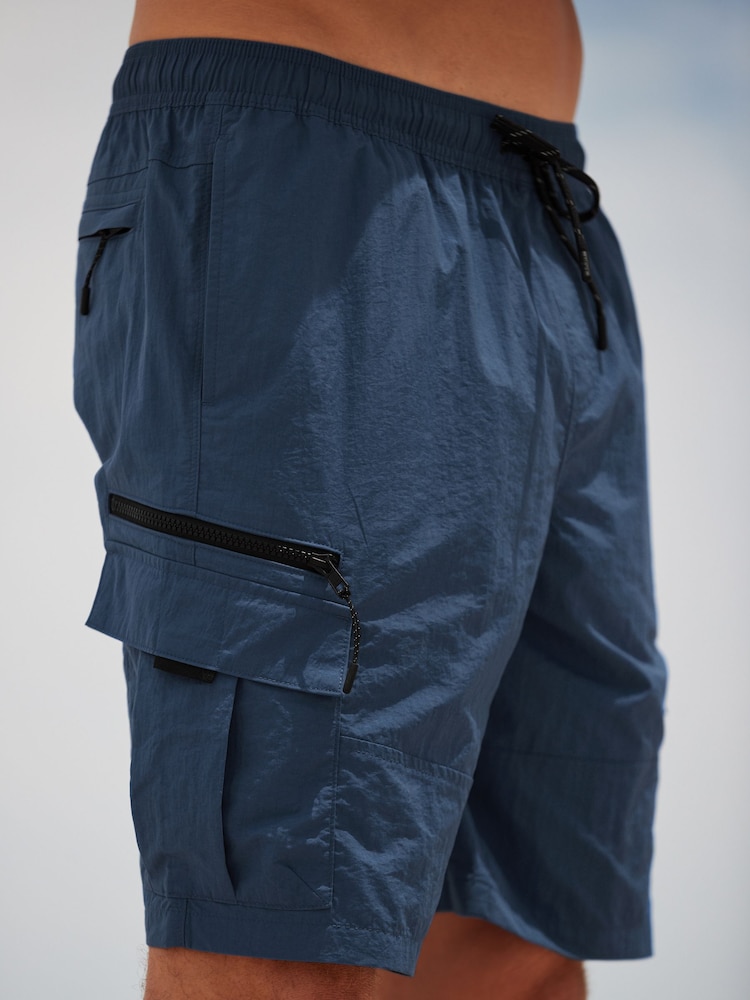 Navy Blue Utility Swim Shorts - Image 1 of 12 Navy Blue Utility Swim Shorts - Image 1 of 12