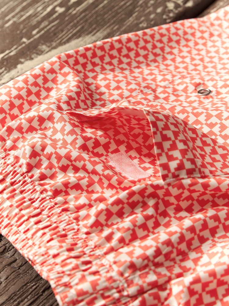 Coral Geo Printed Swim Shorts - Image 11 of 11