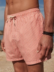 Coral Geo Printed Swim Shorts - Image 4 of 11