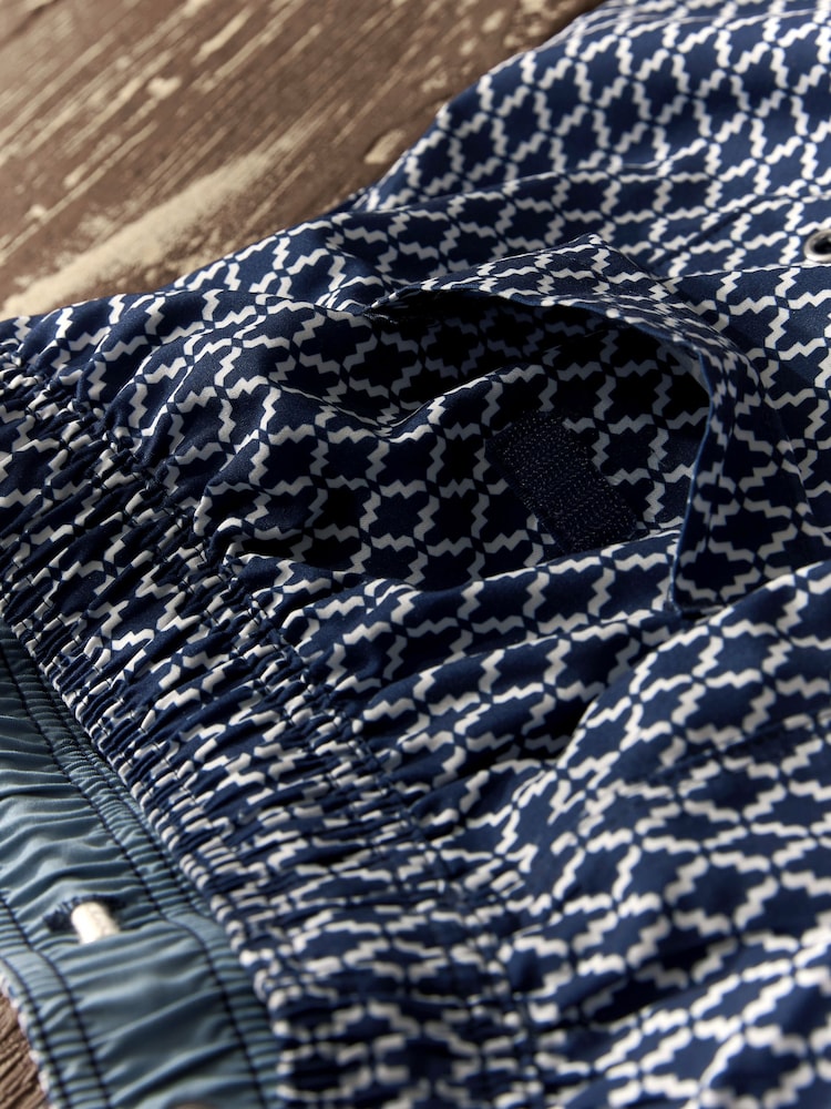 Navy Geo Printed Swim Shorts - Image 11 of 11