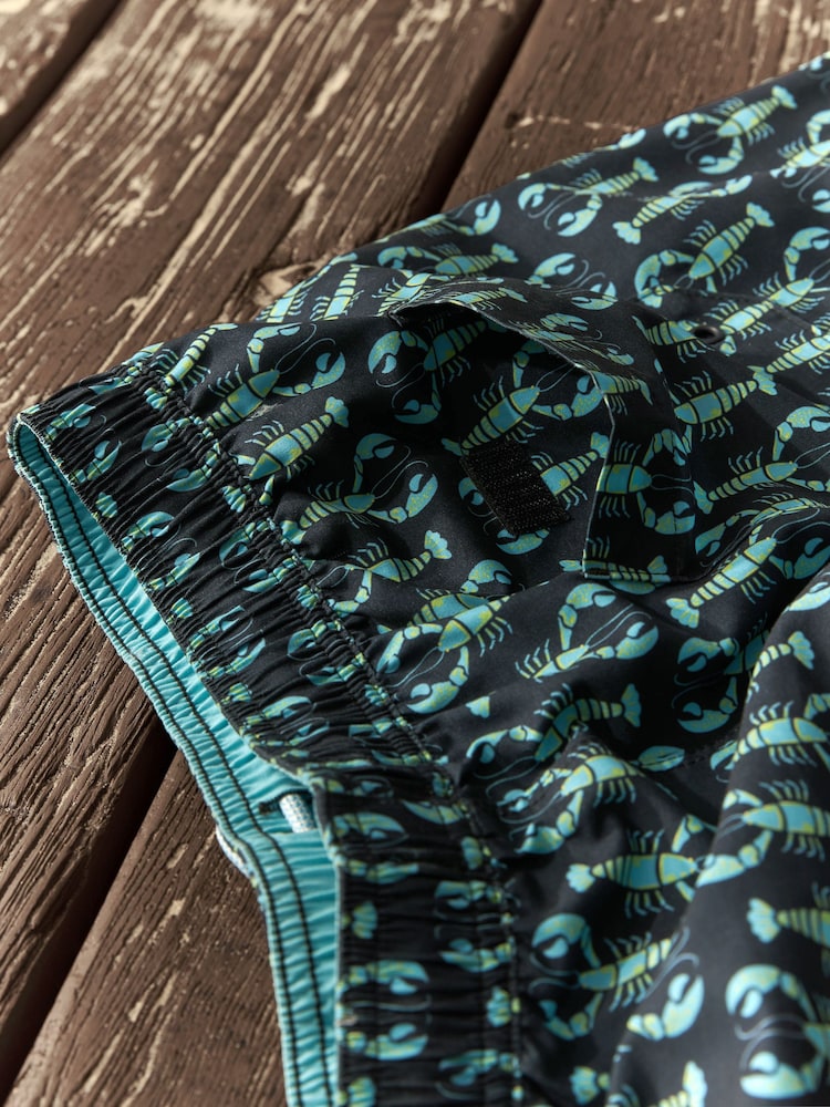 Navy/Light Blue Lobster Geo Printed Swim Shorts - Image 11 of 11