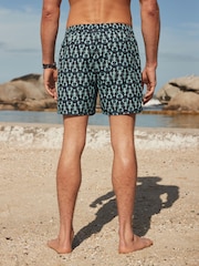 Navy/Light Blue Lobster Geo Printed Swim Shorts - Image 4 of 11