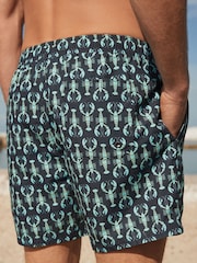 Navy/Light Blue Lobster Geo Printed Swim Shorts - Image 5 of 11