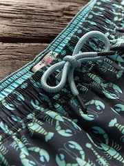 Navy/Light Blue Lobster Geo Printed Swim Shorts - Image 7 of 11