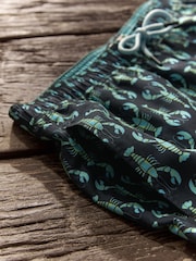 Navy/Light Blue Lobster Geo Printed Swim Shorts - Image 8 of 11