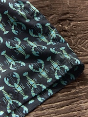 Navy/Light Blue Lobster Geo Printed Swim Shorts - Image 9 of 11