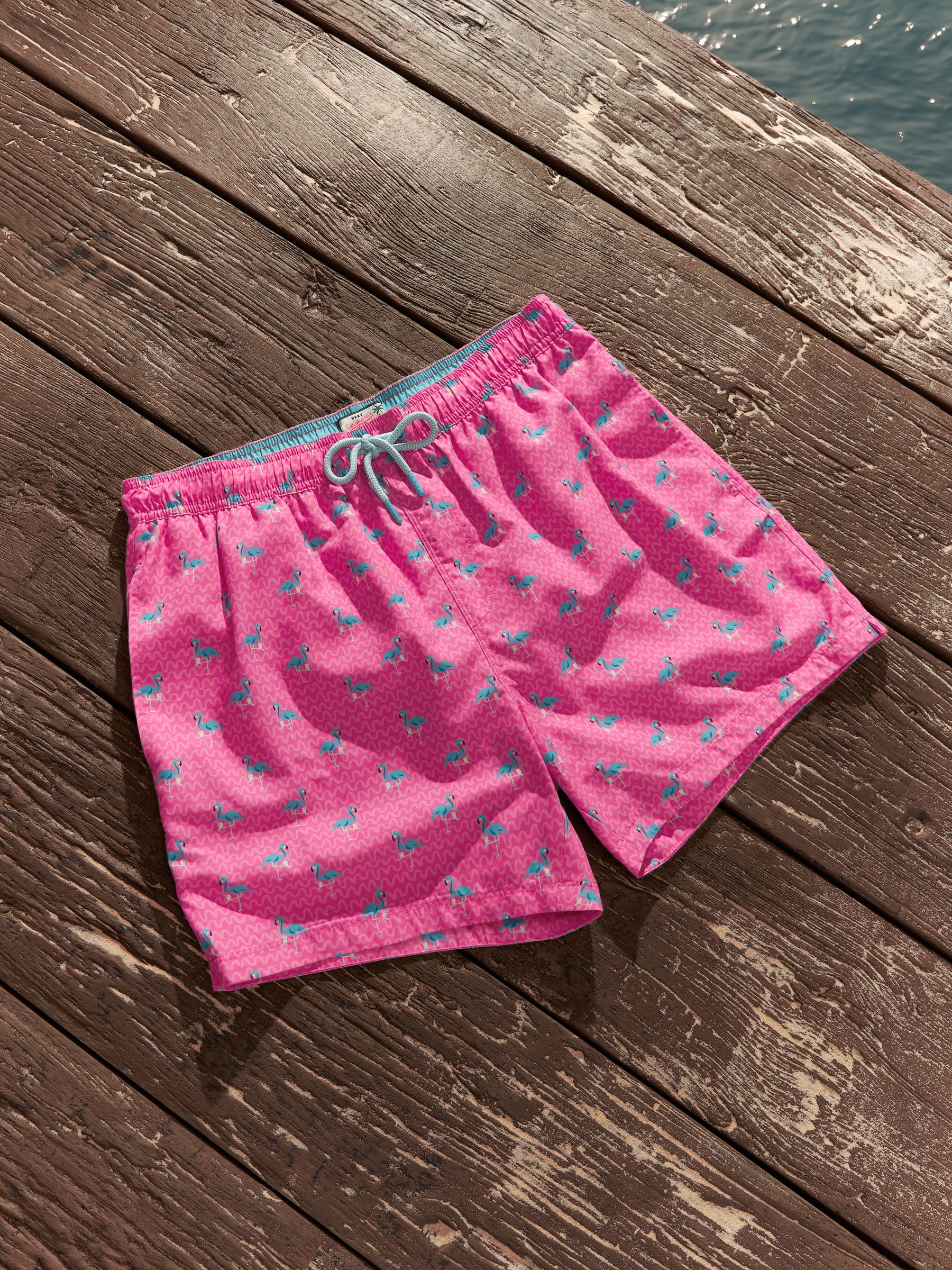 Buy Bright Pink Mini Flamingo Regular Fit Printed Swim Shorts from Next France